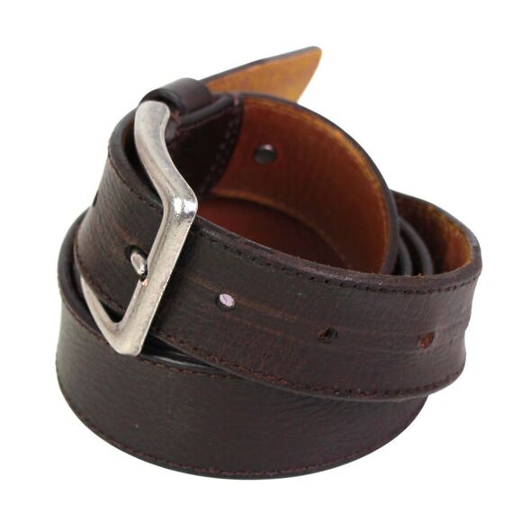 BOCONI BROWN REAL LEATHER 1.25"Wd STITCH CASUAL DRESS MEN'S BELT Sz 42/105 (91D - Picture 3 of 16